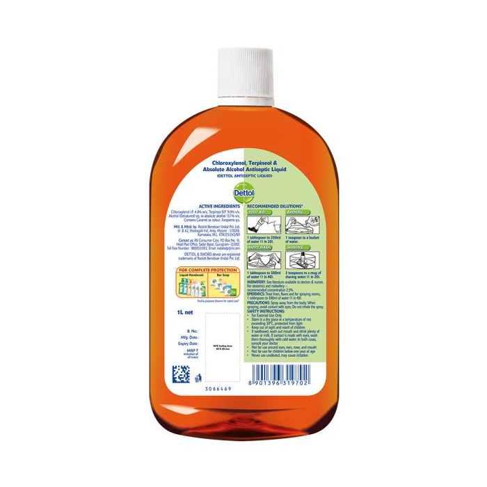 Dettol Antiseptic Disinfectant Liquid For First Aid backside